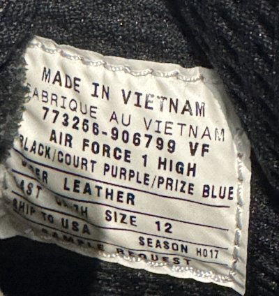 Sample Nike Air Force 1 Af1 High Vlone Purple Blue Size 12