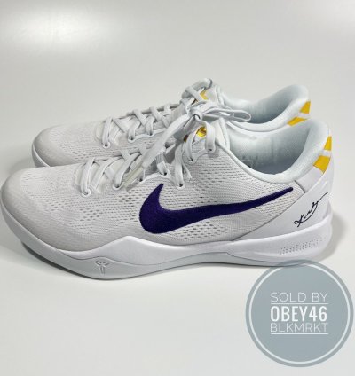 Nike Kobe 8 Protro Lakers Home White Court Purple 9 5
