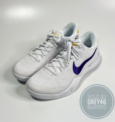 Nike Kobe 8 Protro Lakers Home White Court Purple 9 5