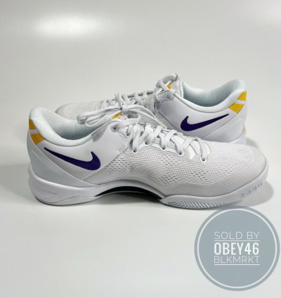 Nike Kobe 8 Protro Lakers Home White Court Purple 9 5