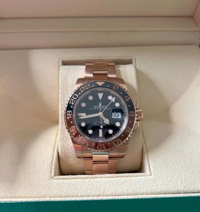 Rolex Gmt-master Ii Rootbeer Or Rose Full Set Tat Neuf