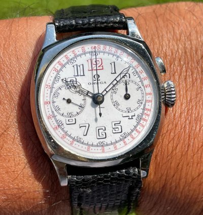 Omega Classic 1930s Single Pusher Chronograph Ref Ck 808 Enamel Dial