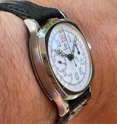 Omega Classic 1930s Single Pusher Chronograph Ref Ck 808 Enamel Dial