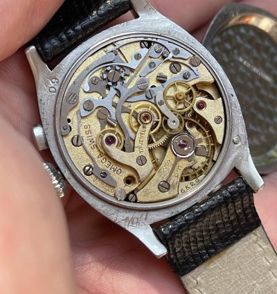 Omega Classic 1930s Single Pusher Chronograph Ref Ck 808 Enamel Dial