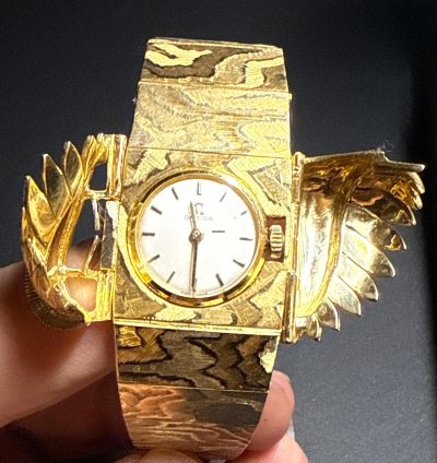 Omega Classic Brazalete Nido Brazalete Con Reloj Oculto Oro 18 Vintage