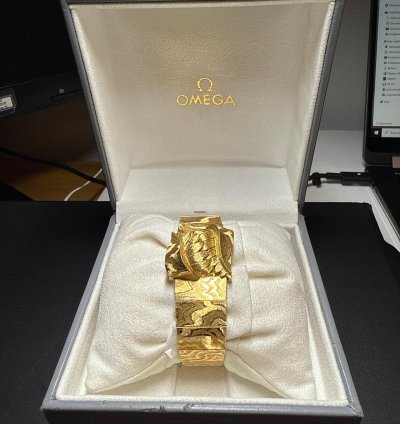 Omega Classic Brazalete Nido Brazalete Con Reloj Oculto Oro 18 Vintage