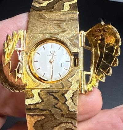 Omega Classic Brazalete Nido Brazalete Con Reloj Oculto Oro 18 Vintage