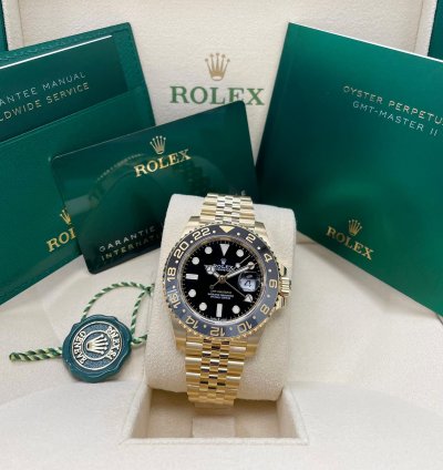Rolex Gmt-master Ii Unworn 126718 Gmt-master Ii 18k Yellow Gold 40mm Black Dial Jubilee Bracelet