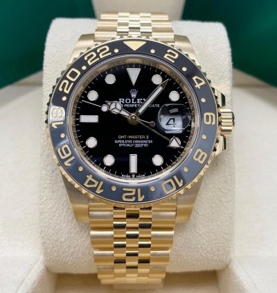 Rolex Gmt-master Ii Unworn 126718 Gmt-master Ii 18k Yellow Gold 40mm Black Dial Jubilee Bracelet