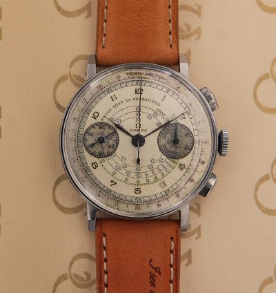 Omega Classic Vintage Chronograph Cal 33 3 With Rare Pulsometric Scale From 1942 With Extract Omega
