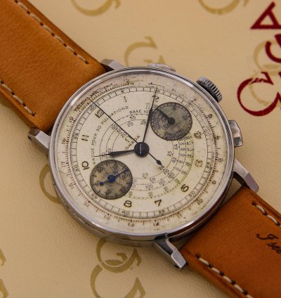Omega Classic Vintage Chronograph Cal 33 3 With Rare Pulsometric Scale From 1942 With Extract Omega