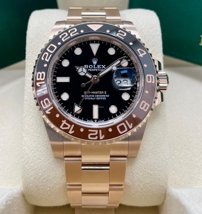 Rolex Gmt-master Ii Unworn Gmt-master Ii 126715chnr Rose Gold Rootbeer Oyster Bracelet 40mm
