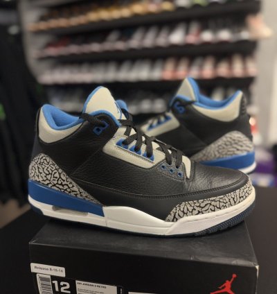 Size 12 - Air Jordan 3 Retro Sport Blue Black 2014 Rare