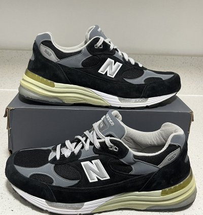 Size 12 2e - New Balance 992 Black Grey Made In Usa M992bk
