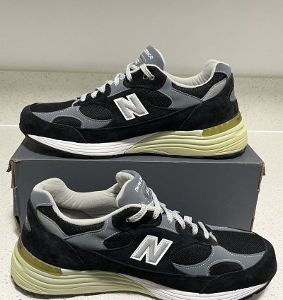 Size 12 2e - New Balance 992 Black Grey Made In Usa M992bk