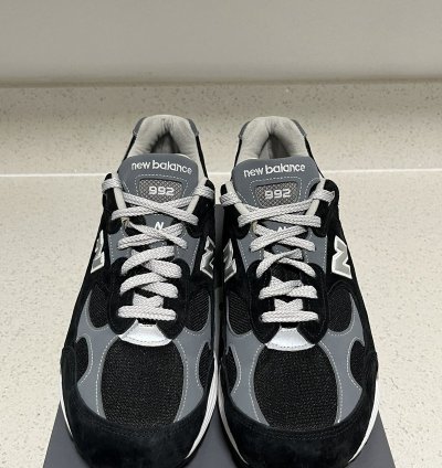 Size 12 2e - New Balance 992 Black Grey Made In Usa M992bk