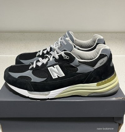 Size 12 2e - New Balance 992 Black Grey Made In Usa M992bk