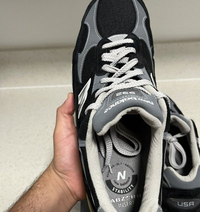 Size 12 2e - New Balance 992 Black Grey Made In Usa M992bk