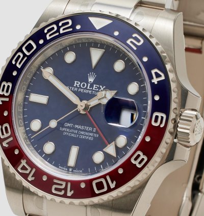 Rolex Gmt-master Ii White Gold Blue Dial Factory Stickers