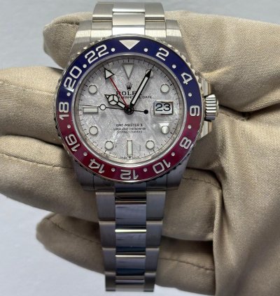 Rolex Gmt-master Ii White Gold Pepsi Meteorite Dial 126719blro Unworn 2023