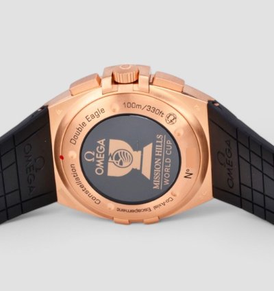 Omega Constellation Double Eagle Black Dial 18kt Rose Gold Black Rubber Automatic Men Watch