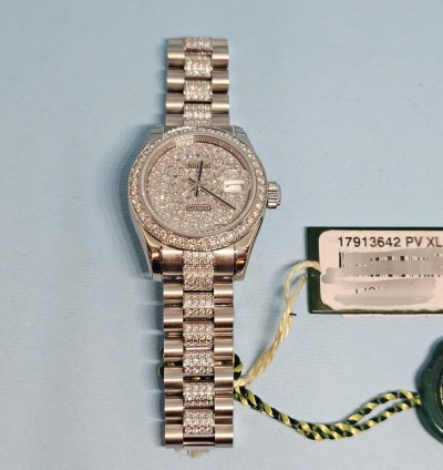 Rolex Lady-datejust 26 Platinum Full Iced Dial Bezel Diamond By Factory Full Set 100 Stickers