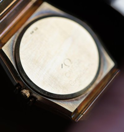 Omega Constellation Lapis Dial Diamond Bezel In 18k Yellow Gold