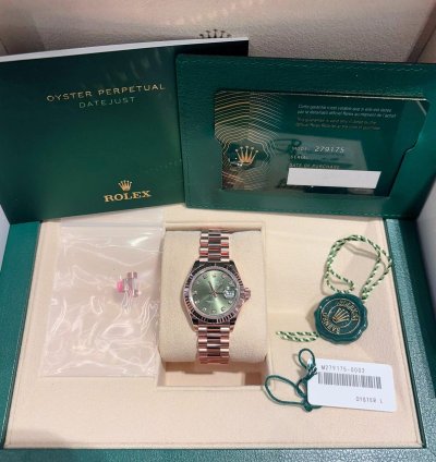 Rolex Lady-datejust 279175 Ladies Rose Gold Olive Diamond Dial 2025