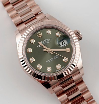Rolex Lady-datejust 279175 Ladies Rose Gold Olive Diamond Dial 2025