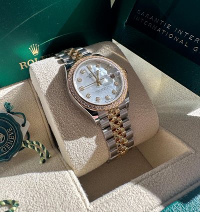 Rolex Lady-datejust 28 279383rbr Mother Of Pearl Diamond Dial Jubilee Bracelet Two Tone Yellow