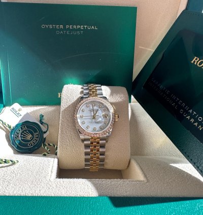 Rolex Lady-datejust 28 279383rbr Mother Of Pearl Diamond Dial Jubilee Bracelet Two Tone Yellow