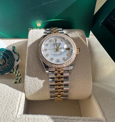 Rolex Lady-datejust 28 279383rbr Mother Of Pearl Diamond Dial Jubilee Bracelet Two Tone Yellow