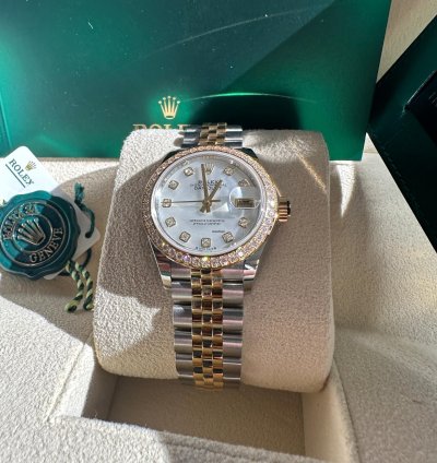 Rolex Lady-datejust 28 279383rbr Mother Of Pearl Diamond Dial Jubilee Bracelet Two Tone Yellow