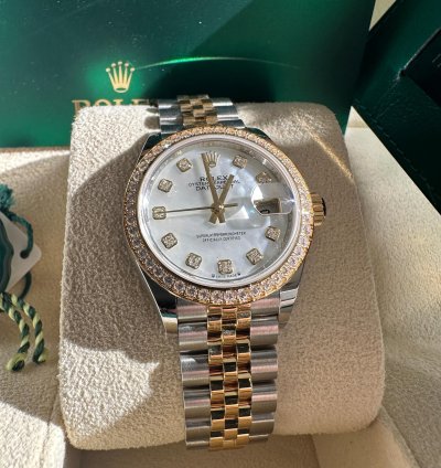 Rolex Lady-datejust 28 279383rbr Mother Of Pearl Diamond Dial Jubilee Bracelet Two Tone Yellow