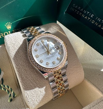 Rolex Lady-datejust 28 279383rbr Mother Of Pearl Diamond Dial Jubilee Bracelet Two Tone Yellow