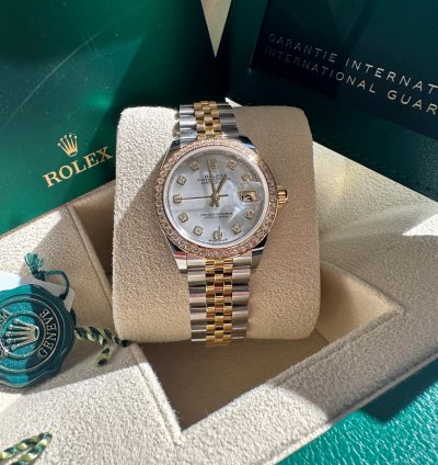 Rolex Lady-datejust 28 279383rbr Mother Of Pearl Diamond Dial Jubilee Bracelet Two Tone Yellow