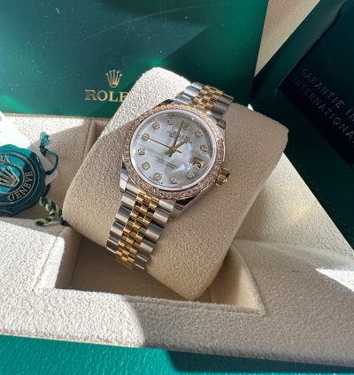 Rolex Lady-datejust 28 279383rbr Mother Of Pearl Diamond Dial Jubilee Bracelet Two Tone Yellow