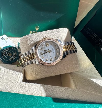Rolex Lady-datejust 28 279383rbr Mother Of Pearl Diamond Dial Jubilee Bracelet Two Tone Yellow