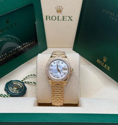 Rolex Lady-datejust 28 New 2024 Mop Diamond Dial 18k Yellow Gold Diamond Bezel Jubilee