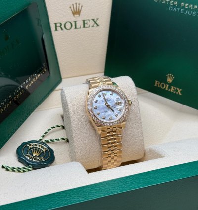 Rolex Lady-datejust 28 New 2024 Mop Diamond Dial 18k Yellow Gold Diamond Bezel Jubilee