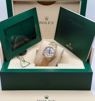 Rolex Lady-datejust 28 New 2024 Mop Diamond Dial 18k Yellow Gold Diamond Bezel Jubilee