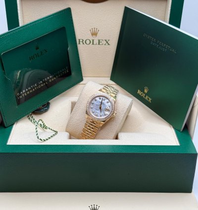 Rolex Lady-datejust 28 New 2024 Mop Diamond Dial 18k Yellow Gold Diamond Bezel Jubilee