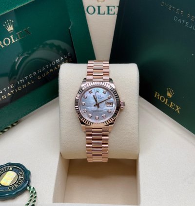 Rolex Lady-datejust 28 New 2025 Mother Of Pearl Diamond Dial Rose Gold Presidents Bracelet
