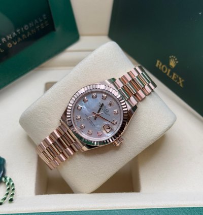 Rolex Lady-datejust 28 New 2025 Mother Of Pearl Diamond Dial Rose Gold Presidents Bracelet