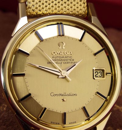 Omega Constellation Pie Pan Delux 18k Gold Dial Bracelet 18k Box