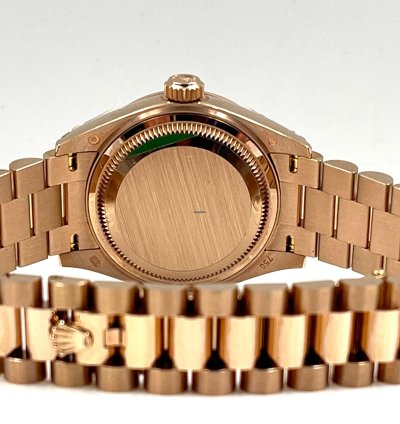 Rolex Lady-datejust 28mm Chocolate Index Dial Diamond Bezel Rose Gold Presidential Unworn 2022