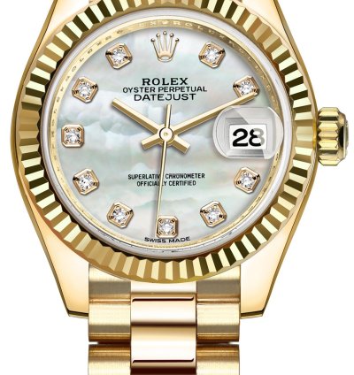 Rolex Lady-datejust 28mm Yellow Gold 279178 Mop Diamond President