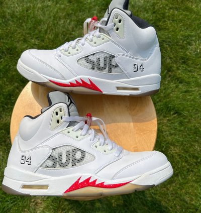 Supreme Air Jordan 5 Retro White Men Shoes - Size 10 5