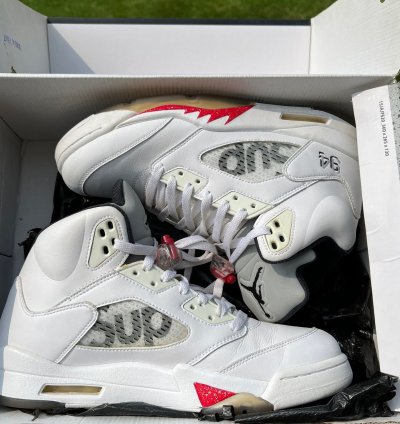 Supreme Air Jordan 5 Retro White Men Shoes - Size 10 5