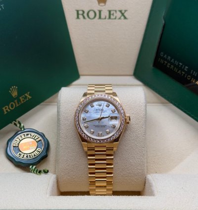 Rolex Lady-datejust New 2022 Mother Of Pearl Dial Diamond Bezelyellow Gold Presidential Bracelet